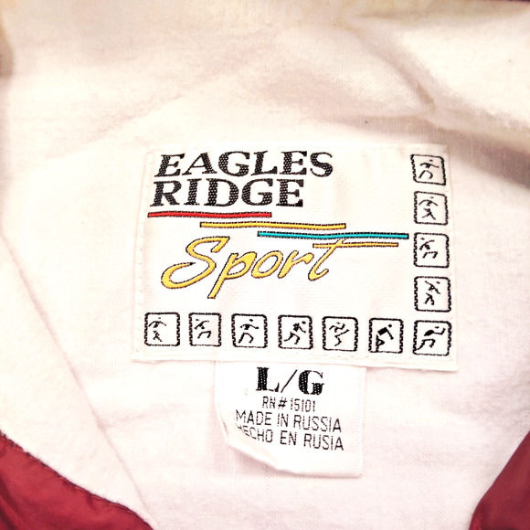 Eagle Ridge Windbreaker Jacket Mens Large Red Snap Button Outdoor Donna Redskins - Picture 2 of 7
